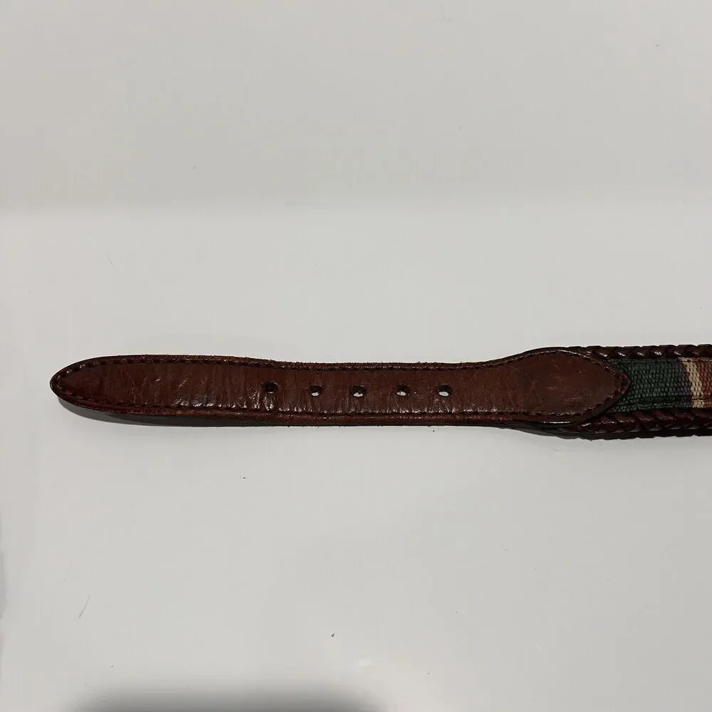 Vintage 90s Colorful Striped Leather Belt 38